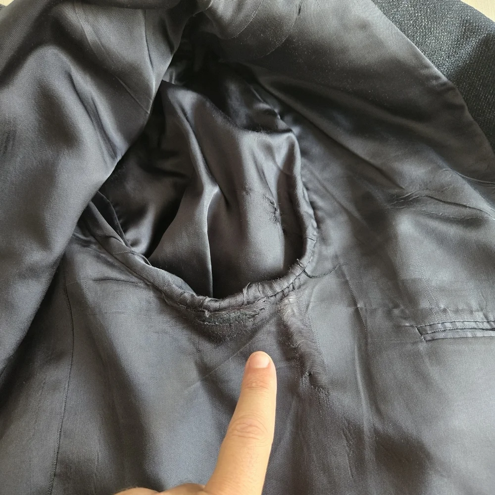 Oscar de la Renta Charcoal Windowpane Lambswool Blazer - Picture 8 of 14